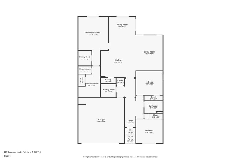 2,830/Mo, 207 Broomsedge St Fairview, NC 28730 Floor Plan View