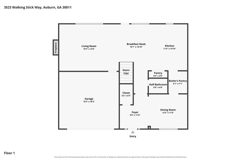 2,065/Mo, 3523 Walking Stick Way Auburn, GA 30011 Floor Plan View
