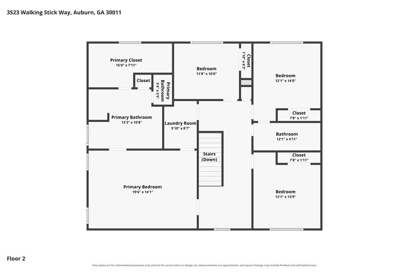 2,065/Mo, 3523 Walking Stick Way Auburn, GA 30011 Floor Plan View 2