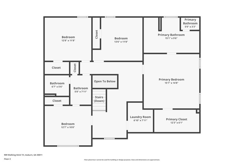 1,965/Mo, 909 Walking Stick Trl Auburn, GA 30011 Floor Plan View 2