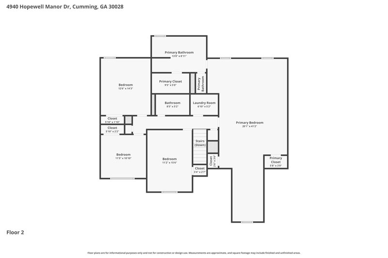 2,440/Mo, 4940 Hopewell Manor Dr Cumming, GA 30028 Floorplan View 2