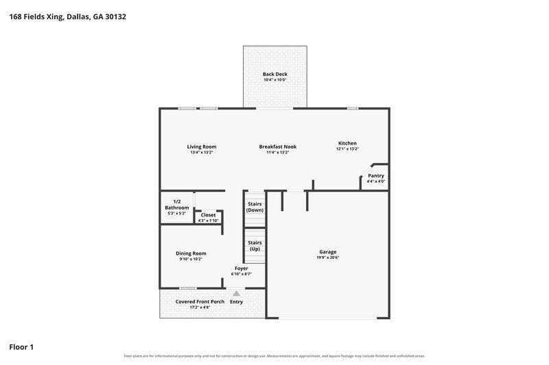 2,120/Mo, 168 Fields Xing Dallas, GA 30132 Floor Plan View 2