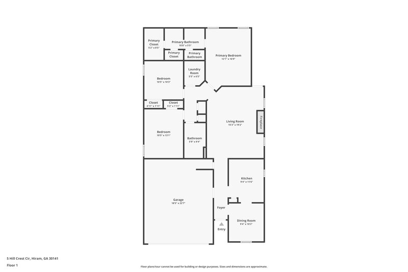 1,620/Mo, 5 Hill Crest Cir Hiram, GA 30141 Floor Plan View