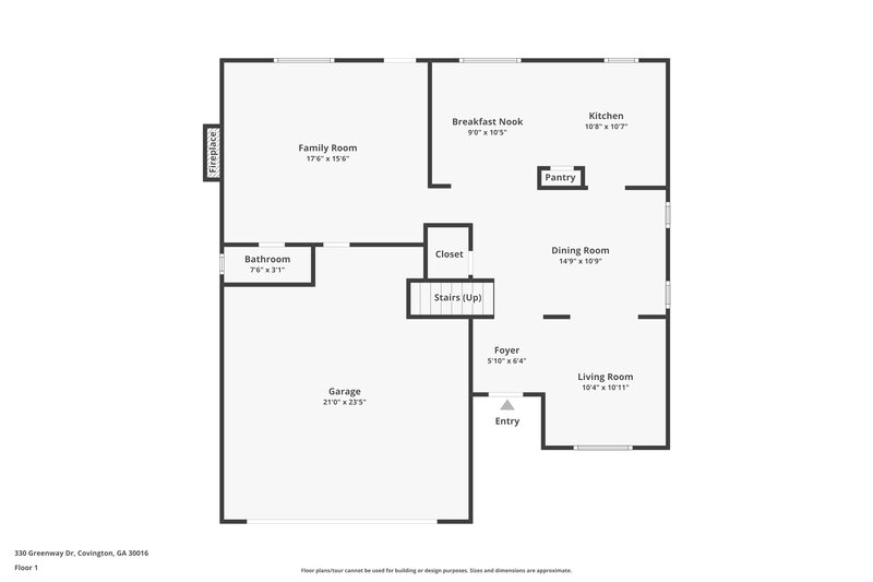 1,880/Mo, 330 Greenway Dr Covington, GA 30016 Floor Plan View 2