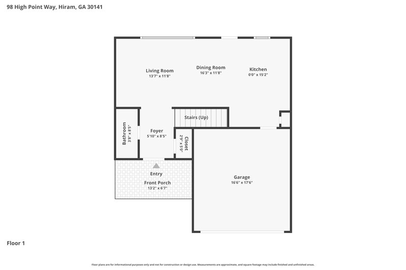 1,825/Mo, 98 High Point Way Hiram, GA 30141 Floor Plan View