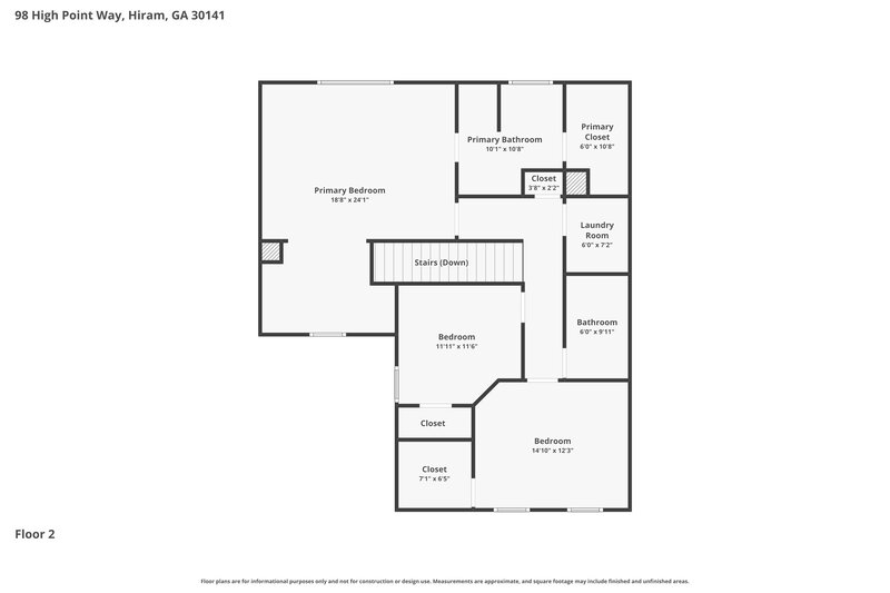 1,825/Mo, 98 High Point Way Hiram, GA 30141 Floor Plan View 2