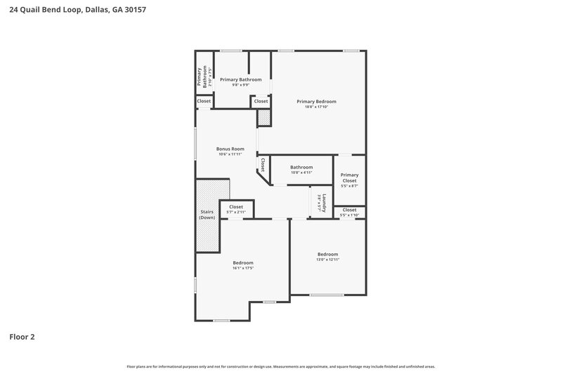 2,150/Mo, 24 Quail Bend Loop Dallas, GA 30157 Floor Plan View 2