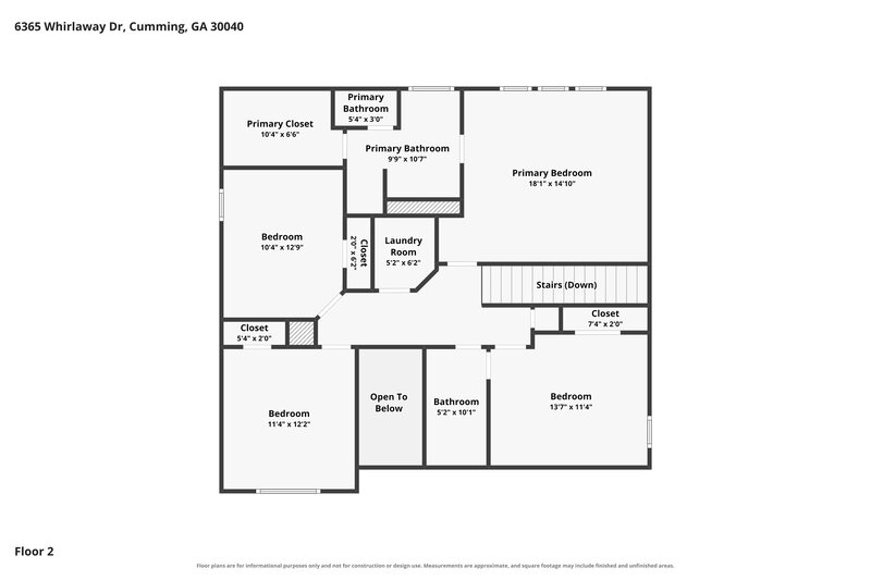 2,550/Mo, 6365 Whirlaway Dr Cumming, GA 30040 Floor Plan View 2