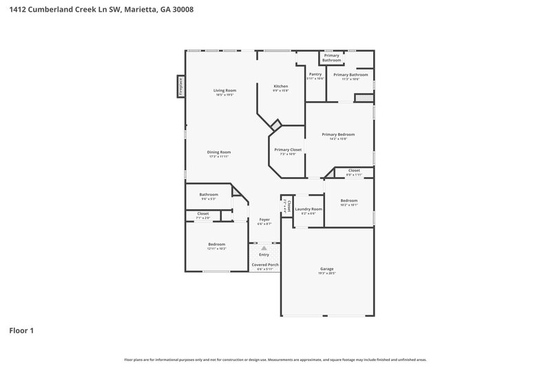 2,250/Mo, 1412 Cumberland Creek Ln SW Marietta, GA 30008 Floor Plan View