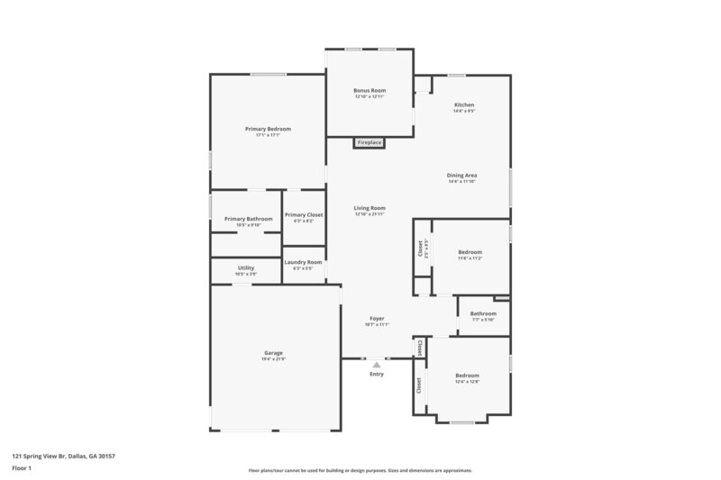 2,620/Mo, 121 Spring View Br Dallas, GA 30157 Floorplan View