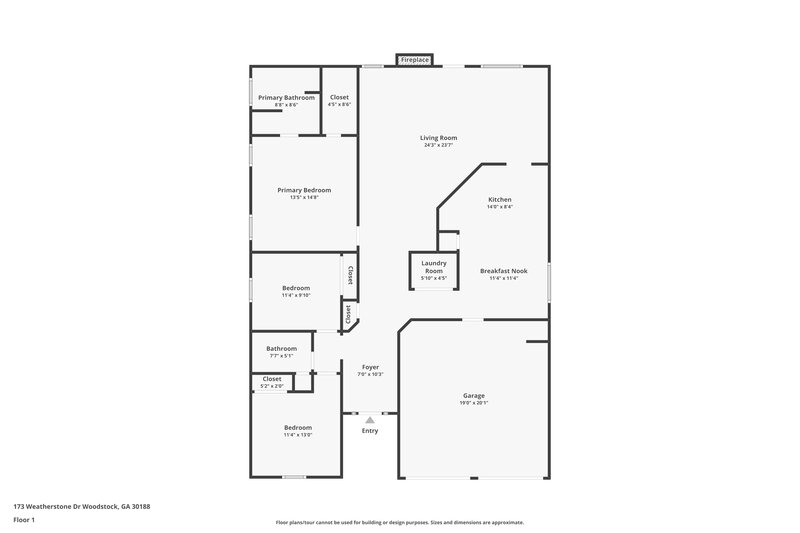 2,150/Mo, 173 Weatherstone Dr Woodstock, GA 30188 Floor Plan View