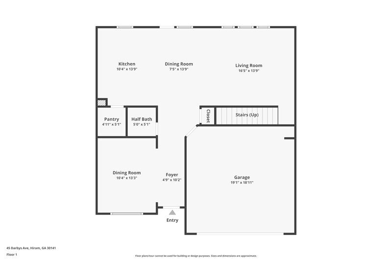1,925/Mo, 45 Darbys Ave Hiram, GA 30141 Floor Plan View 2