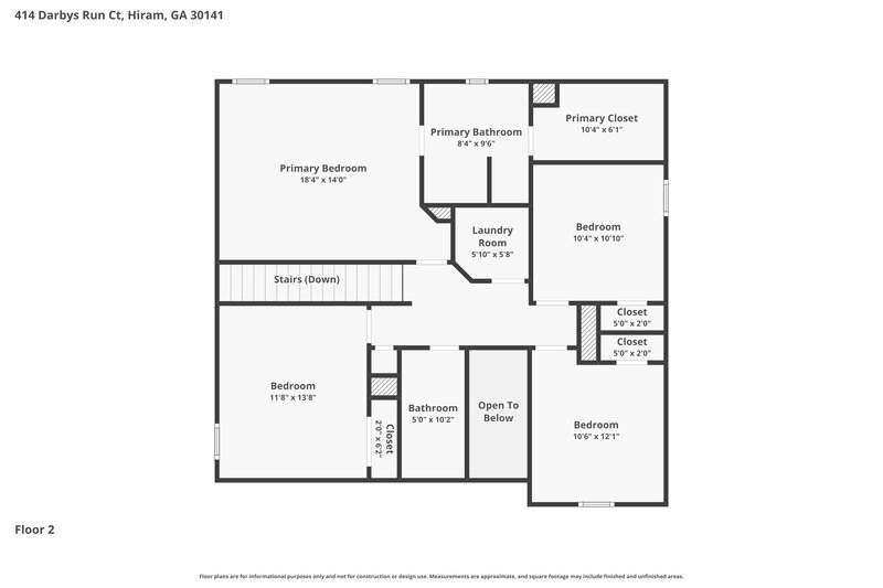 2,150/Mo, 414 Darbys Run Ct Hiram, GA 30141 Floor Plan View 2