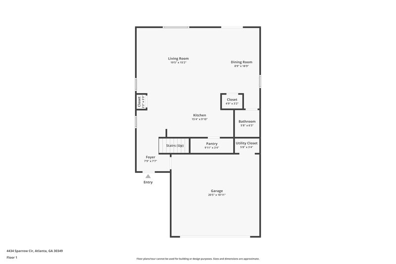 2,625/Mo, 4434 Sparrow Cir College Park, GA 30349 Floor Plan View