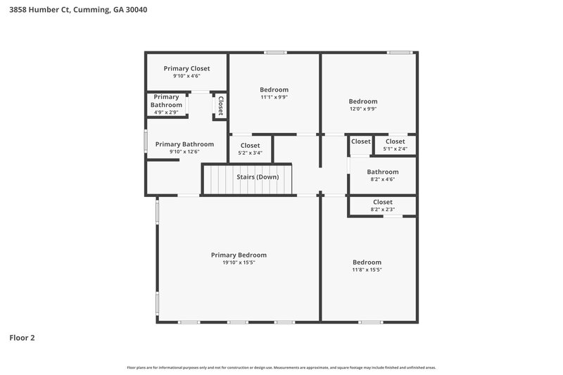 2,210/Mo, 3858 Humber Ct Cumming, GA 30040 Floor Plan View 2