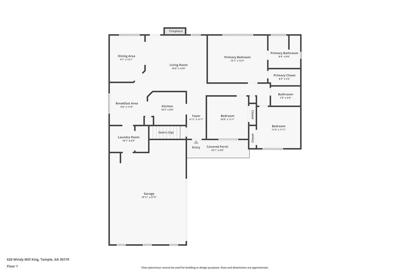 1,660/Mo, 626 Windy Mill Xing Temple, GA 30179 Floor Plan View