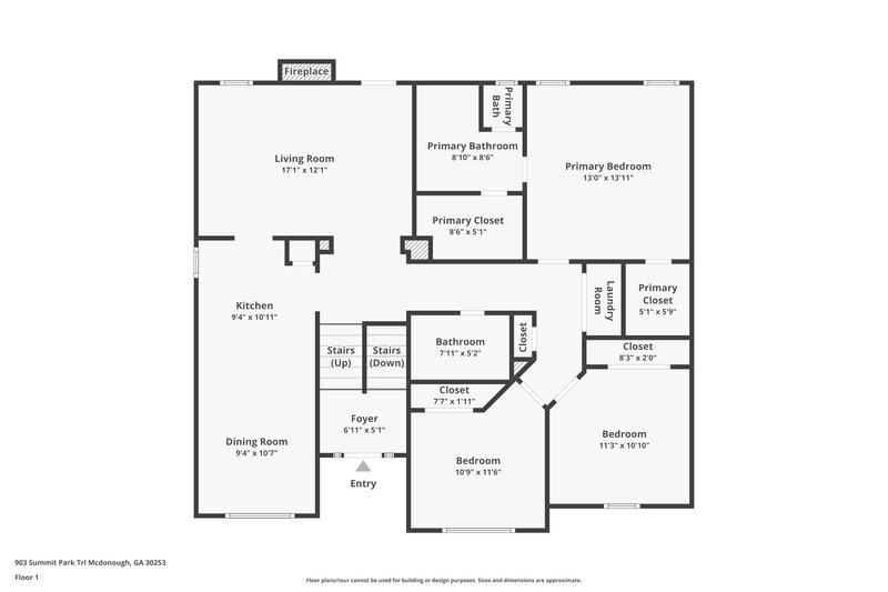 2,000/Mo, 903 Summit Park Trl McDonough, GA 30253 Floor Plan View 2