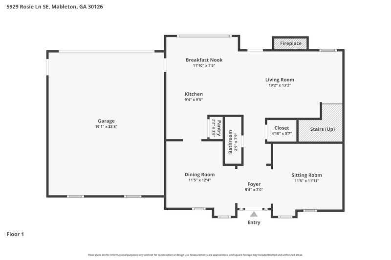 2,500/Mo, 5929 Rosie Ln SE Mableton, GA 30126 Floorplan View