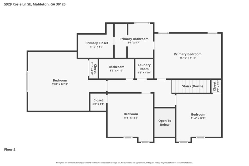 2,500/Mo, 5929 Rosie Ln SE Mableton, GA 30126 Floorplan View 2