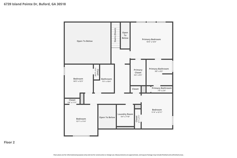 2,390/Mo, 6739 Island Pointe Dr Buford, GA 30518 Floor Plan View 2