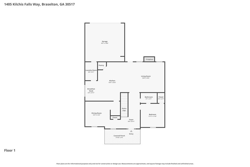 2,135/Mo, 1405 Kilchis Falls Way Braselton, GA 30517 Floor Plan View