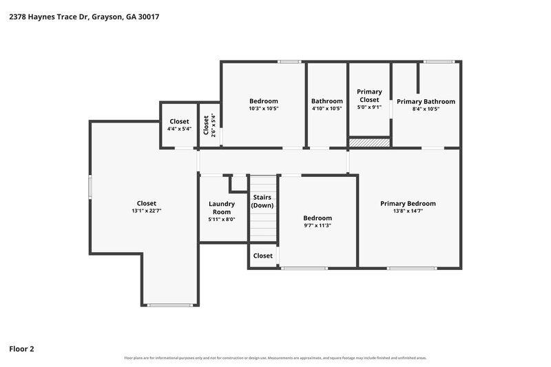 2,130/Mo, 2378 Haynes Trace Dr Grayson, GA 30017 Floor Plan View 2