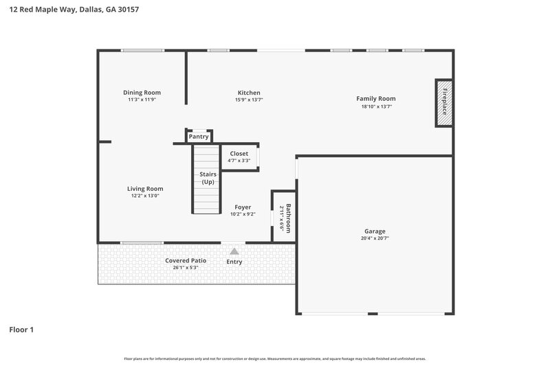 1,990/Mo, 12 Red Maple Way Dallas, GA 30157 Floor Plan View