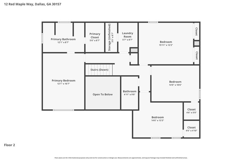 1,990/Mo, 12 Red Maple Way Dallas, GA 30157 Floor Plan View 2