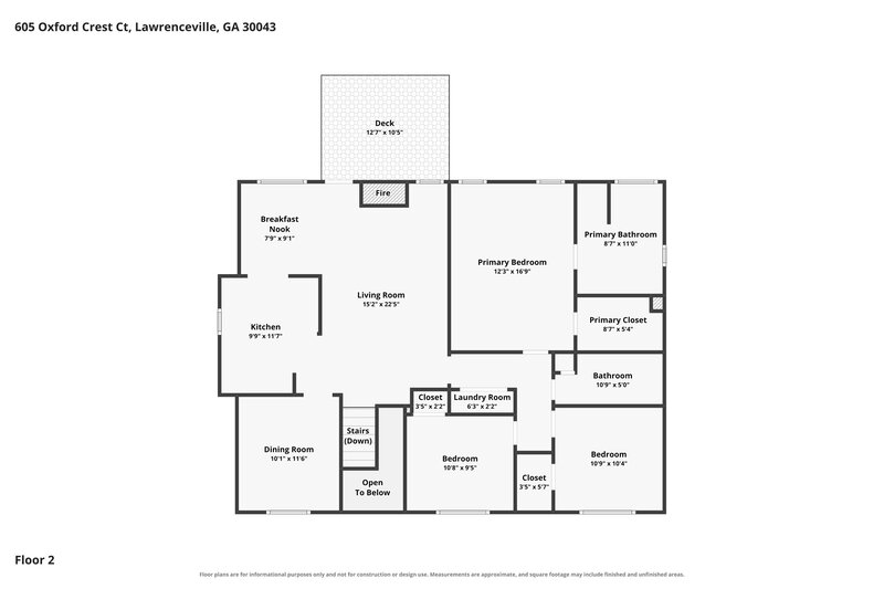 2,305/Mo, 605 Oxford Crest Ct Lawrenceville, GA 30043 Floor Plan View 2