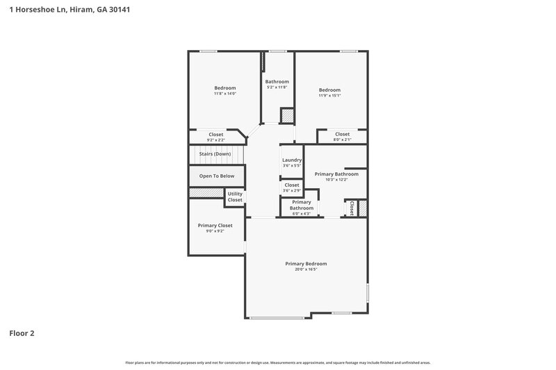 2,085/Mo, 1 Horseshoe Ln Hiram, GA 30141 Floor Plan View 2