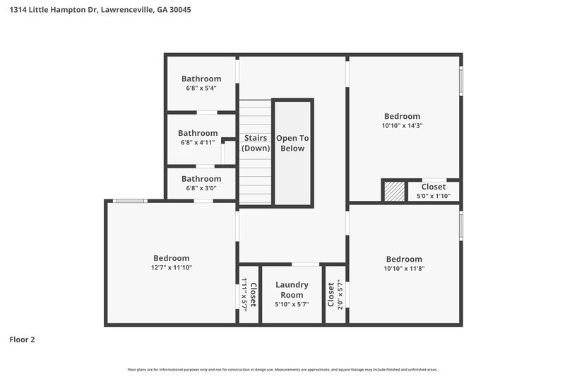 2,470/Mo, 1314 Little Hampton Dr Lawrenceville, GA 30045 Floor Plan View 2
