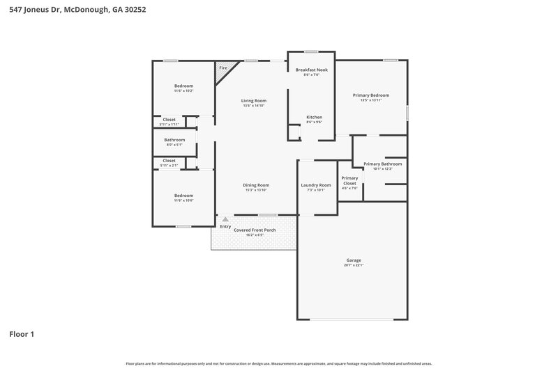 2,040/Mo, 547 Joneus Drive McDonough, GA 30252 Floor Plan View