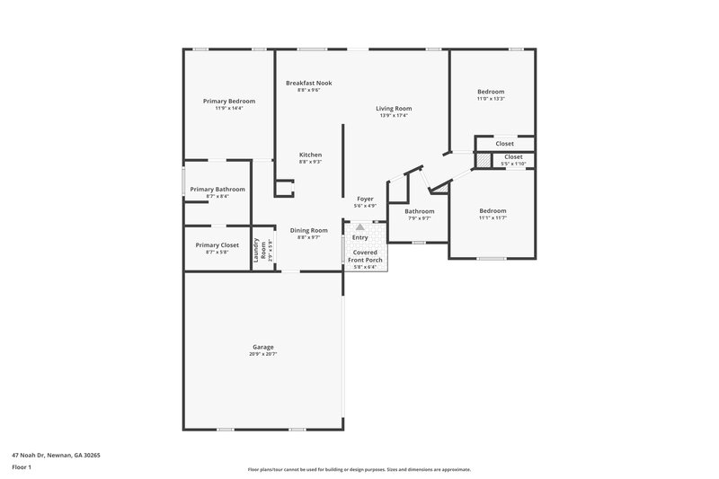 1,950/Mo, 47 Noah Dr Newnan, GA 30265 Floor Plan View