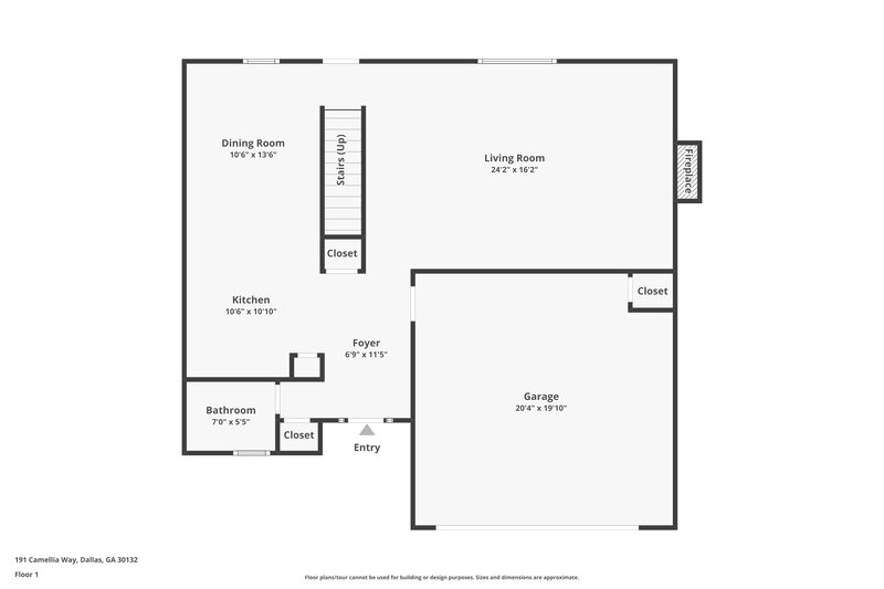 1,885/Mo, 191 Camellia Way Dallas, GA 30132 Floor Plan View