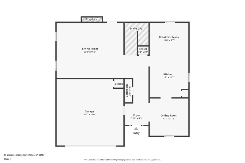 1,925/Mo, 66 Crescent Woode Way Dallas, GA 30157 Floor Plan View
