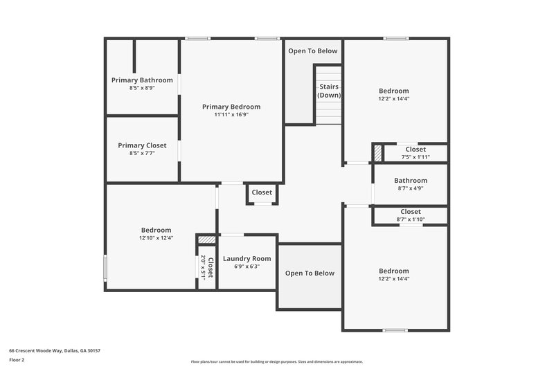 1,925/Mo, 66 Crescent Woode Way Dallas, GA 30157 Floor Plan View 2