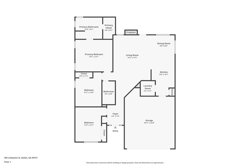 1,705/Mo, 402 Lafayette St Dallas, GA 30157 Floor Plan View