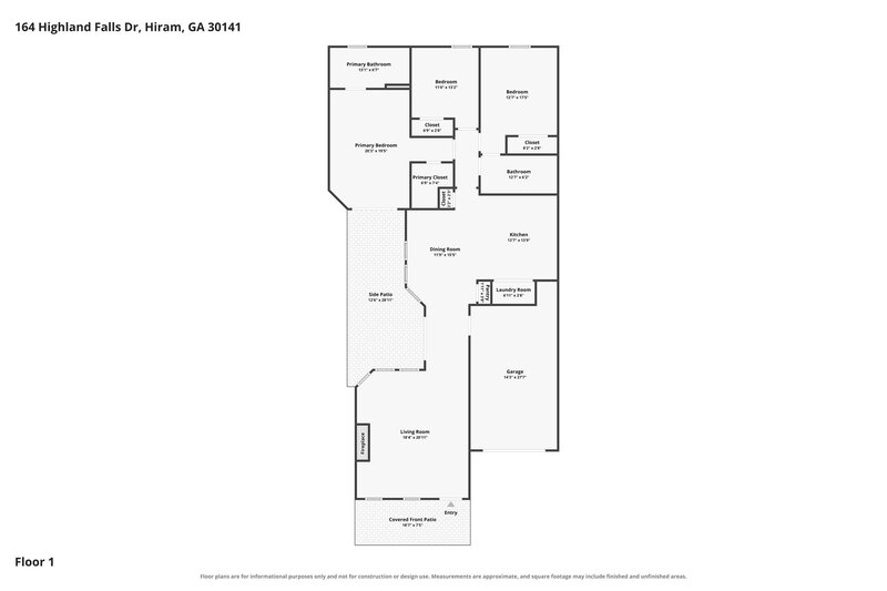 1,850/Mo, 164 Highland Falls Dr Hiram, GA 30141 Floor Plan View