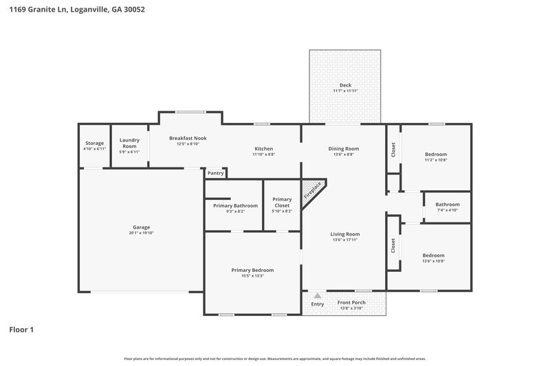 1,790/Mo, 1169 Granite Ln Loganville, GA 30052 Floor Plan View