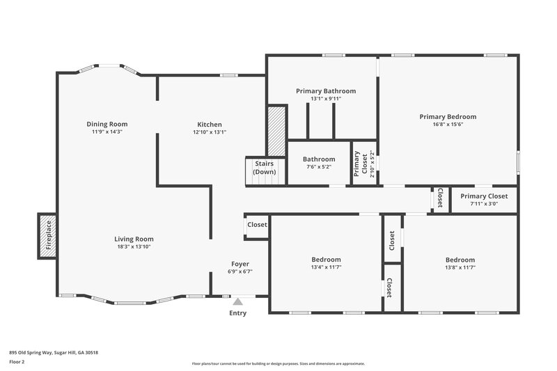 1,970/Mo, 895 Old Spring Way Sugar Hill, GA 30518 Floorplan View