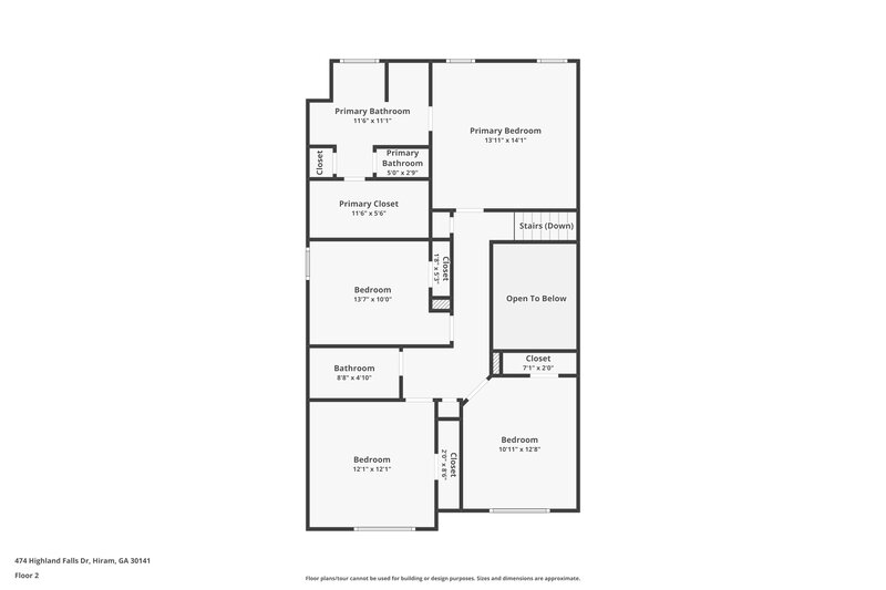 2,440/Mo, 474 Highland Falls Dr Hiram, GA 30141 Floor Plan View 2