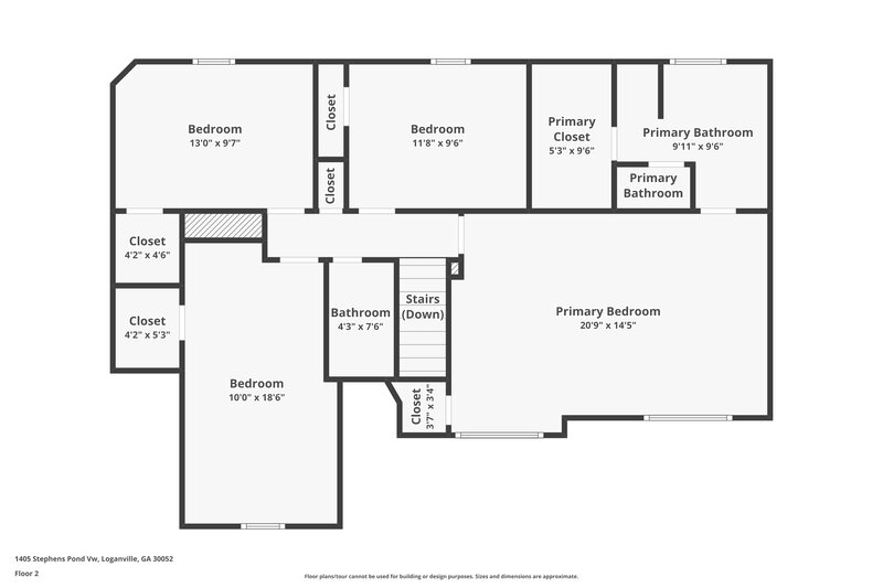 1,900/Mo, 1405 Stephens Pond Vw Loganville, GA 30052 Floor Plan View 2