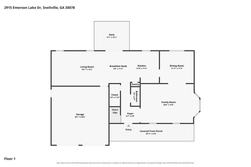 2,240/Mo, 2915 Emerson Lake Dr Snellville, GA 30078 Floorplan View