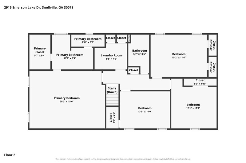 2,240/Mo, 2915 Emerson Lake Dr Snellville, GA 30078 Floorplan View 2