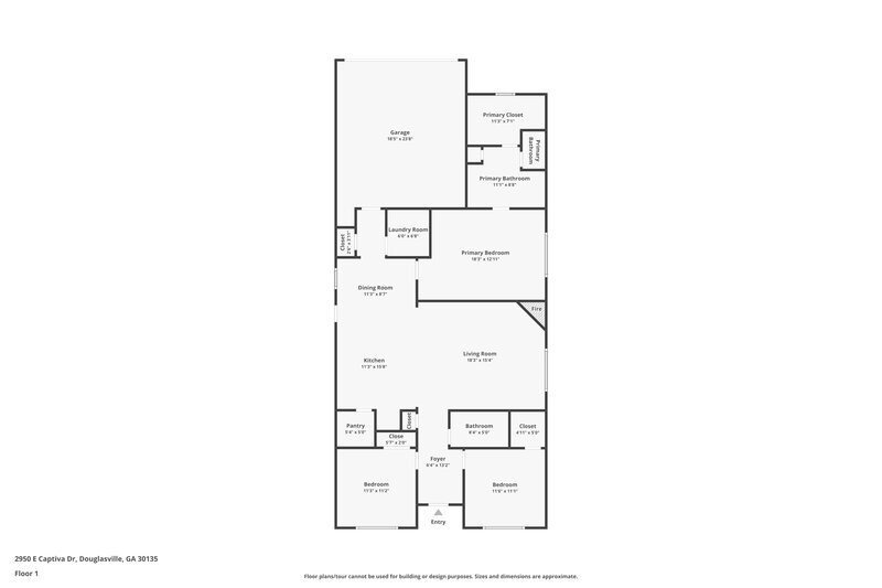 2,850/Mo, 2950 E Captiva Dr Douglasville, GA 30135 Floor Plan View