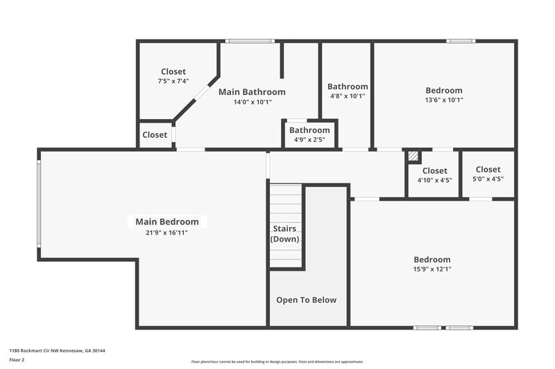 2,125/Mo, 1180 Rockmart Cir NW Kennesaw, GA 30144 Floor Plan View 2