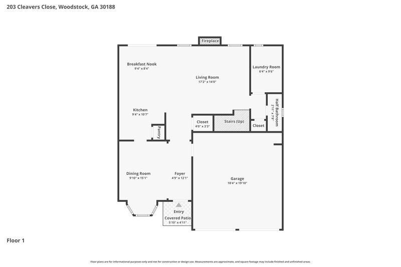 2,500/Mo, 203 Cleavers Close Woodstock, GA 30188 Floor Plan View