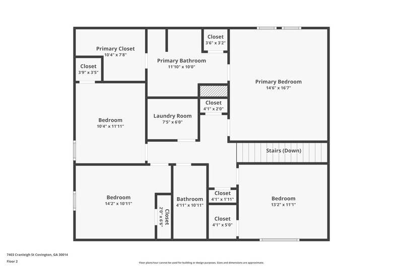 1,930/Mo, 7403 Cranleigh St Covington, GA 30014 Floor Plan View 2