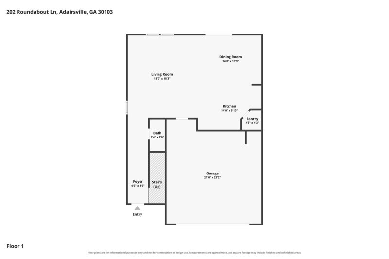 1,770/Mo, 202 Roundabout Ln NW Adairsville, GA 30103 Floorplan View