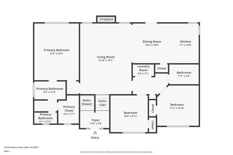 1,815/Mo, 106 Providence Way Dallas, GA 30157 Floorplan View
